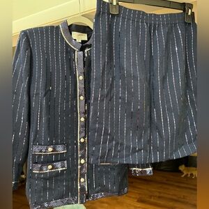 Evening by St John Navy Suit w paillettes